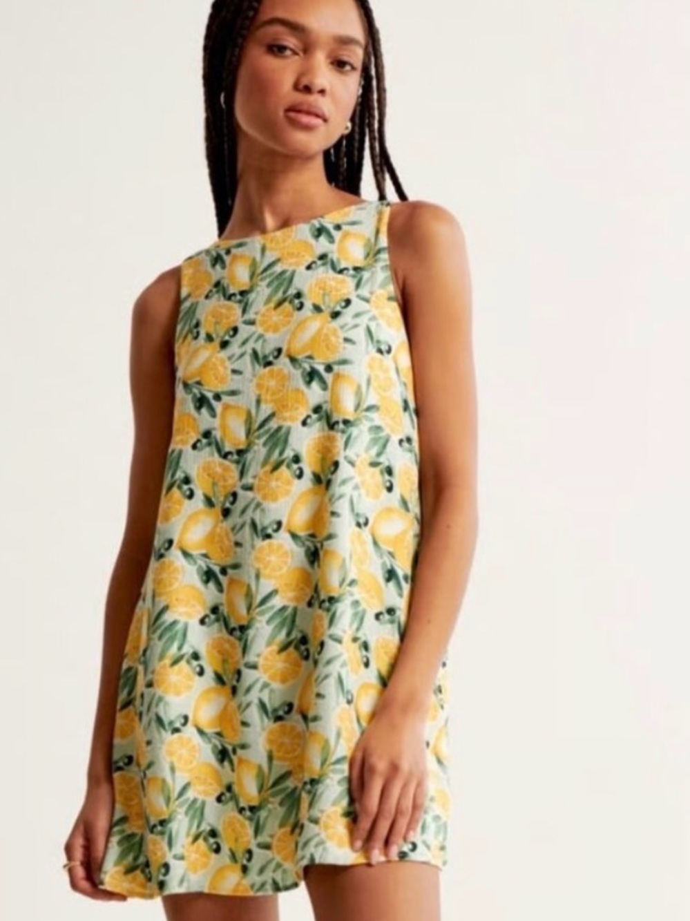Abercrombie & Fitch Lemon Print, Sleeveless Mini Dress With Scoop Back - Picture 3 of 6